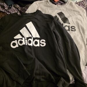 adidas Black & Gray Logo Crewneck Sweatshirts
